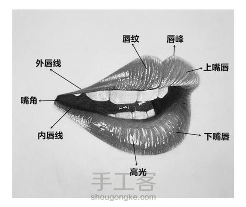 彩铅教程 ‖ 《大红唇》，认识嘴唇的结构，了解明暗对比 第3步