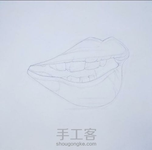 彩铅教程 ‖ 《大红唇》,认识嘴唇的结构,了解明暗对比 第7步