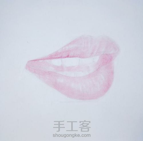 彩铅教程 ‖ 《大红唇》，认识嘴唇的结构，了解明暗对比 第9步