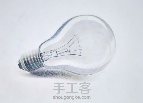 彩铅教程 ‖ 《电灯泡》，简单玻璃质感的表现方法 第14步