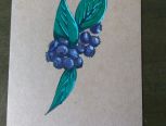 手绘明信片，牛皮纸系列～
这次画的是蓝莓～色调偏冷～