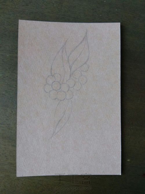 【手绘】牛皮纸明信片系列~蓝莓~ 第1步