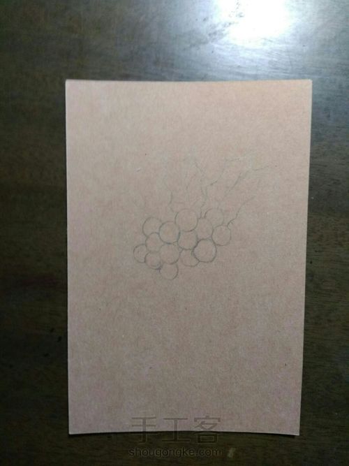 【手绘】牛皮纸明信片系列~冬青果 第1步
