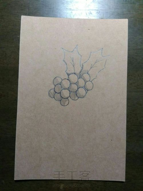 【手绘】牛皮纸明信片系列~冬青果 第2步