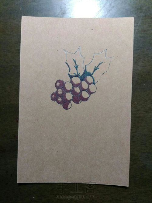 【手绘】牛皮纸明信片系列~冬青果 第3步