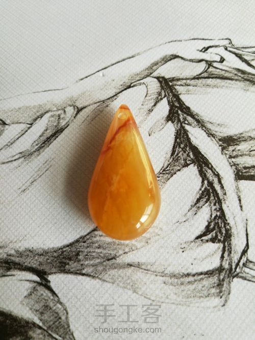 原创《玉石水滴吊坠制作》 第4步