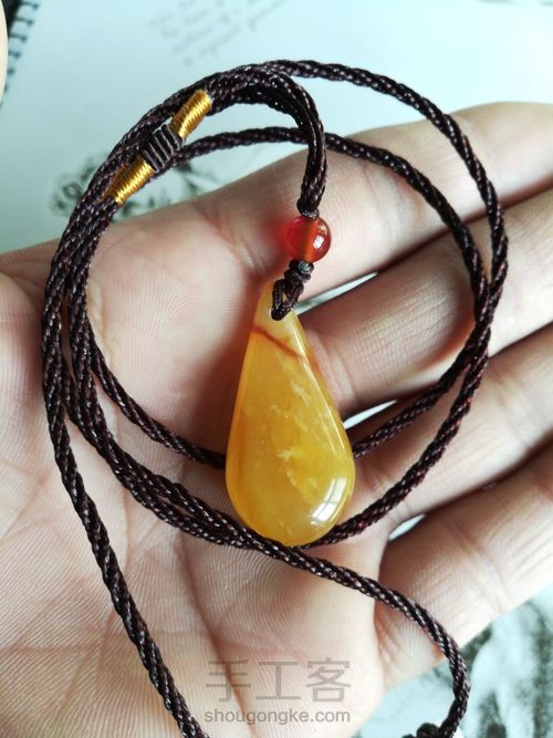 原创《玉石水滴吊坠制作》 第6步