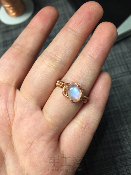 爪镶月光石绕线戒指 第11步