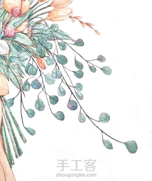 【原创】水彩绣球捧花 第9步