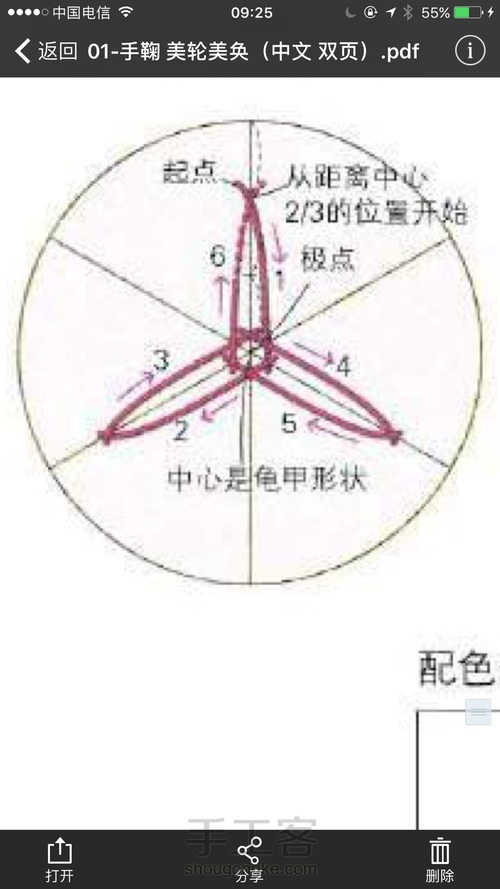 手鞠球 三羽龟甲花案 第5步