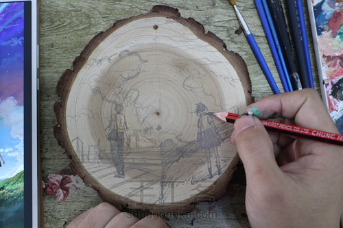 【放牛的小画家·木片画教程】你的名字 第2步