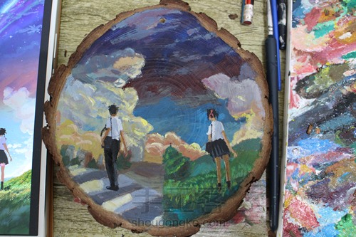 【放牛的小画家·木片画教程】你的名字 第7步