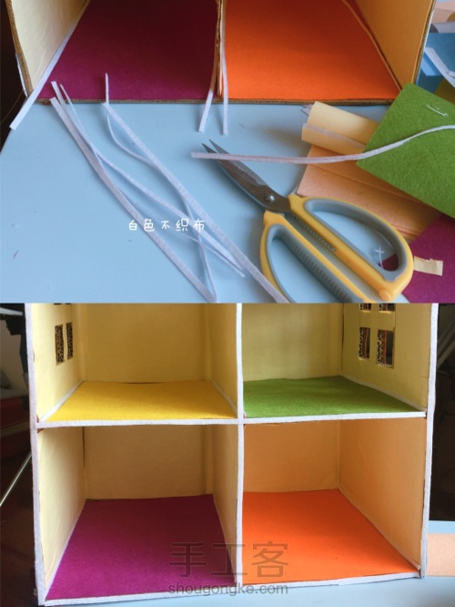 【原创】“玩偶之家”纸箱不织布小房子教程 第12步