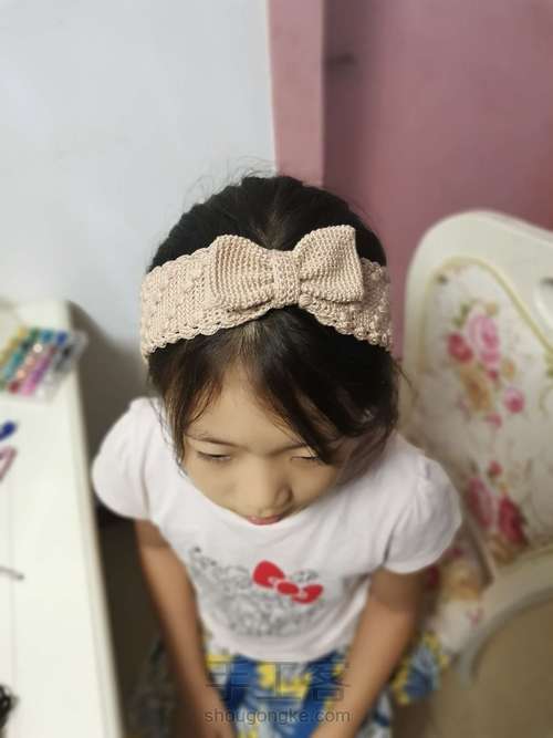 蝴蝶结发带钩针 第5步