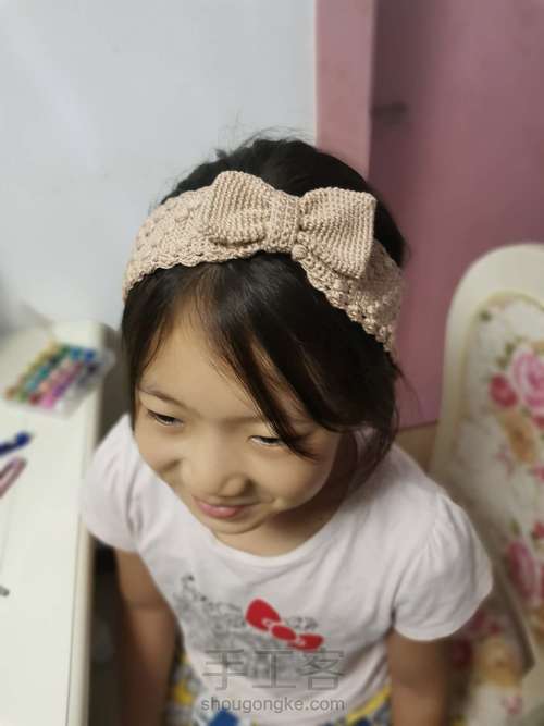 蝴蝶结发带钩针 第6步