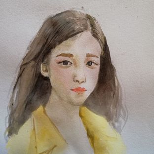 水彩女青年