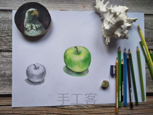 零基础学彩铅 超详尽的零基础彩铅手绘苹果教程1 第1步