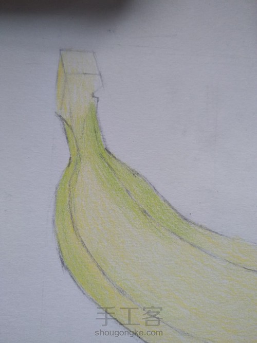 零基础学彩铅《第二季》超详尽的彩铅香蕉教程2素描篇 第7步