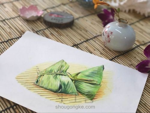  彩铅教程｜画粽子过端午 第15步