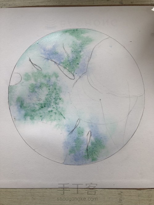 水彩教程｜鱼嬉莲叶间Ⅱ•水彩的诗意心灵 第4步