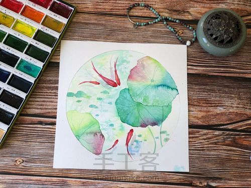 水彩教程｜鱼嬉莲叶间Ⅱ•水彩的诗意心灵 第11步
