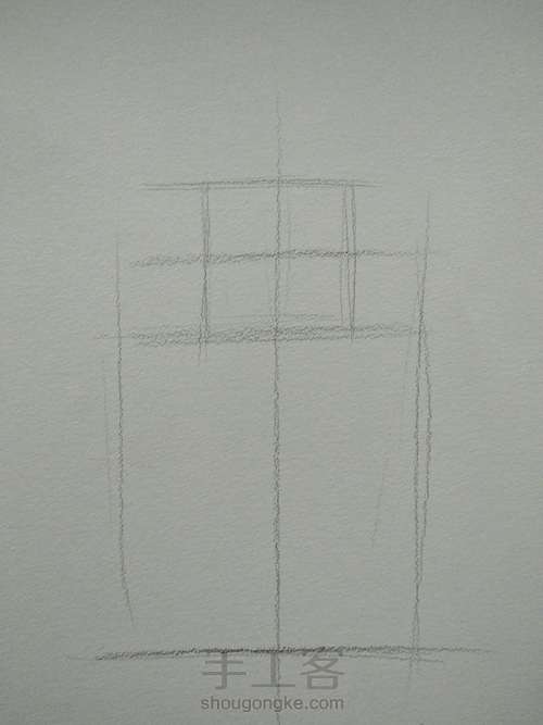 零基础学素描|素描玻璃瓶加彩铅小草一支 第3步