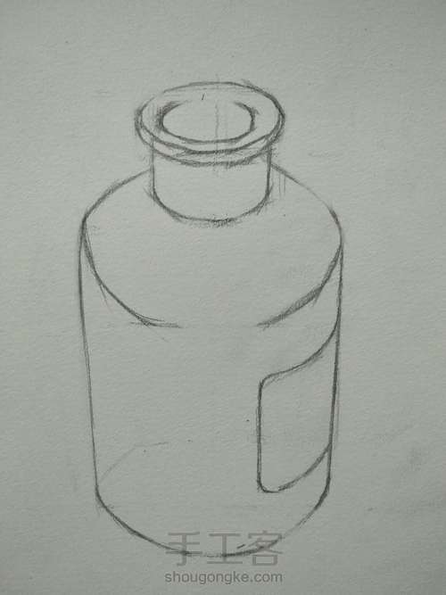 零基础学素描|素描玻璃瓶加彩铅小草一支 第4步