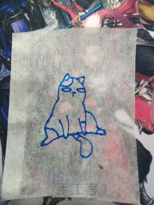 猫咪绣片钥匙链 第3步