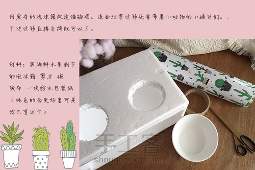 自制猫食碗架 第2步