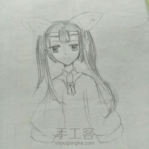 漫画女，手绘教程稿 第11步