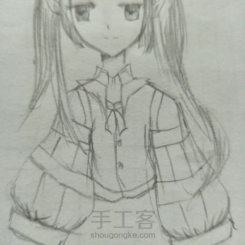 漫画女，手绘教程稿 第13步