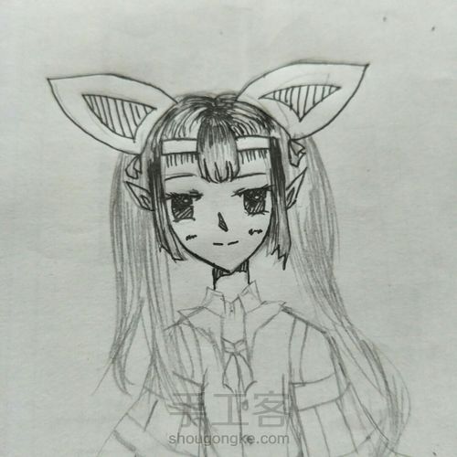 漫画女，手绘教程稿 第16步