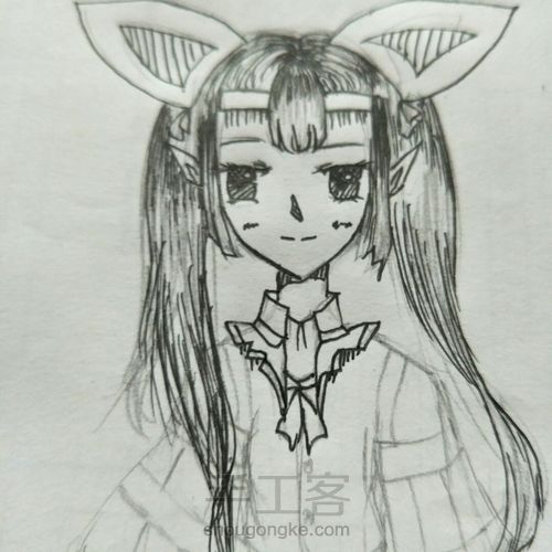 漫画女，手绘教程稿 第17步