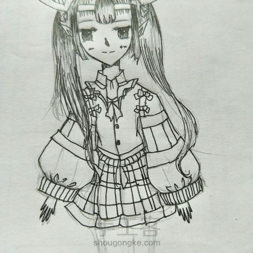 漫画女，手绘教程稿 第19步