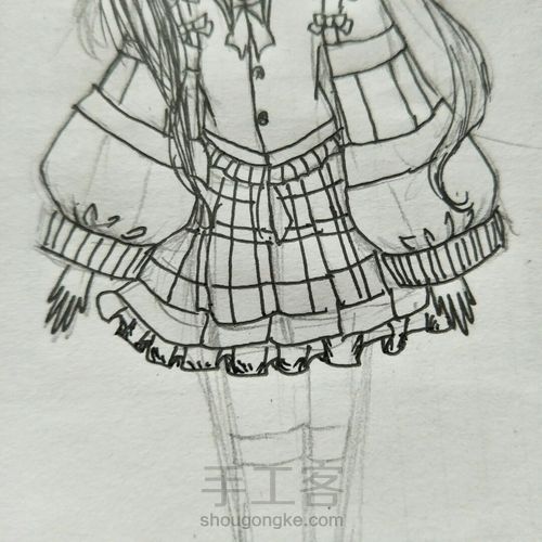 漫画女，手绘教程稿 第21步