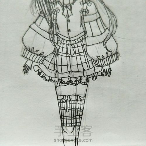 漫画女，手绘教程稿 第22步