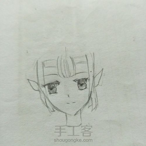 漫画女，手绘教程稿 第8步