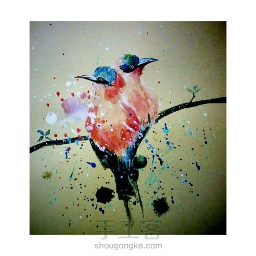 水彩画-小鸟 第1步