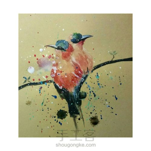 水彩画-小鸟 第12步