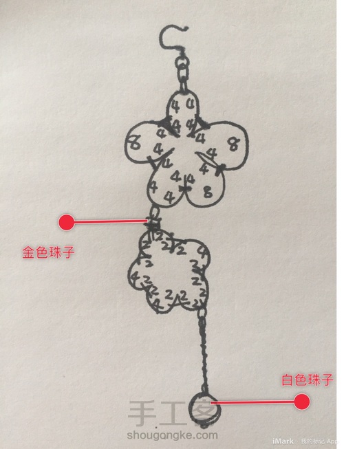 雪绒花：梭编蕾丝耳饰 第17步