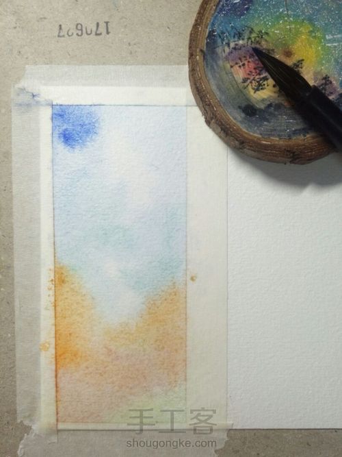 自制水彩星空金粉书签 第4步