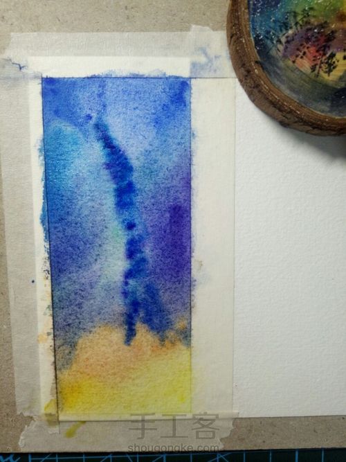 自制水彩星空金粉书签 第5步