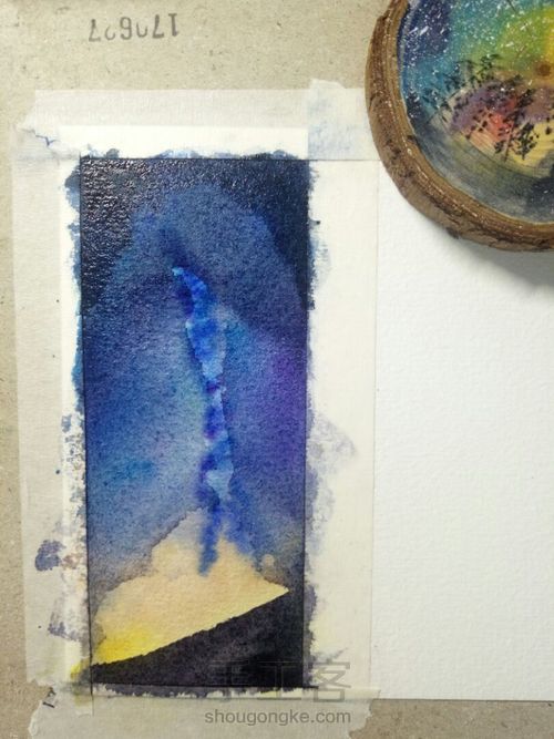 自制水彩星空金粉书签 第6步