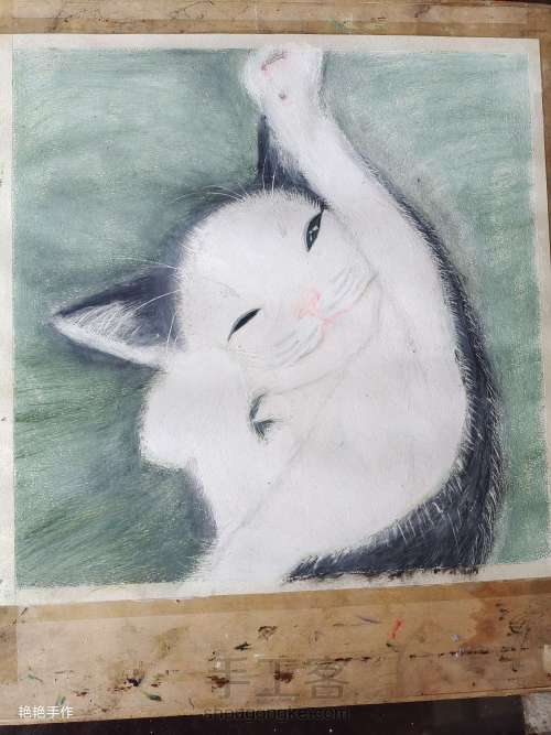 伸懒腰的猫小可爱(๑• . •๑)油画棒 第12步