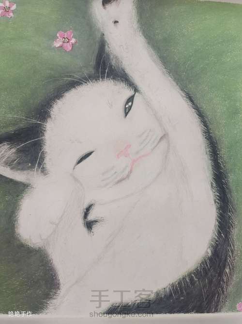 伸懒腰的猫小可爱(๑• . •๑)油画棒 第14步