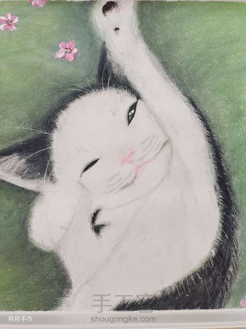 伸懒腰的猫小可爱(๑• . •๑)油画棒 第15步
