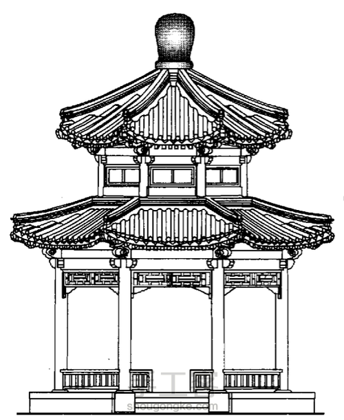 第三木作之单围柱重檐攒尖八角亭 第3步