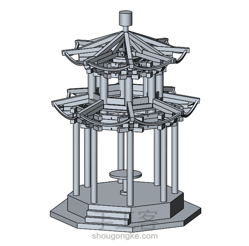 第三木作之单围柱重檐攒尖八角亭 第6步