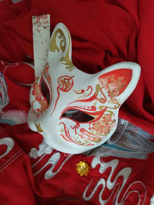 【狐狸面具】红金配色  樱花与莲的交汇 第8步