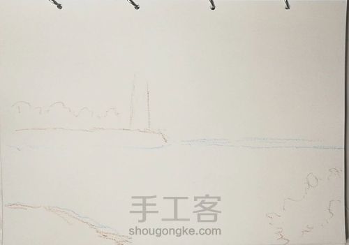 油画棒风景 第1步